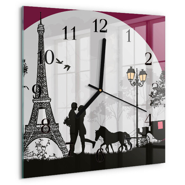 Wanduhr aus glas Liebe zu Paris