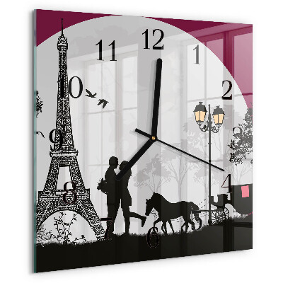 Wanduhr aus glas Liebe zu Paris