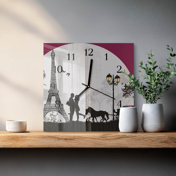 Wanduhr aus glas Liebe zu Paris