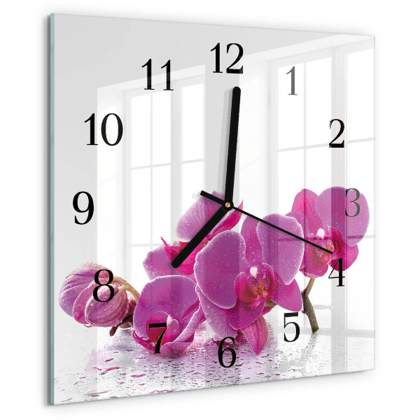 Wanduhr aus glas Orchidee
