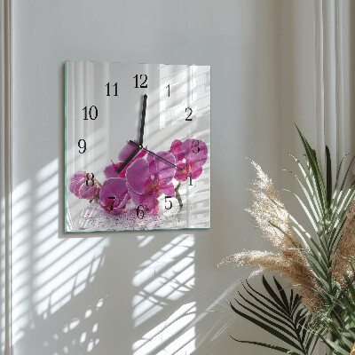 Wanduhr aus glas Orchidee