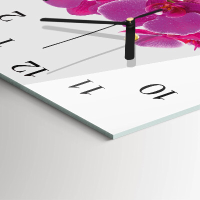 Wanduhr aus glas Orchidee