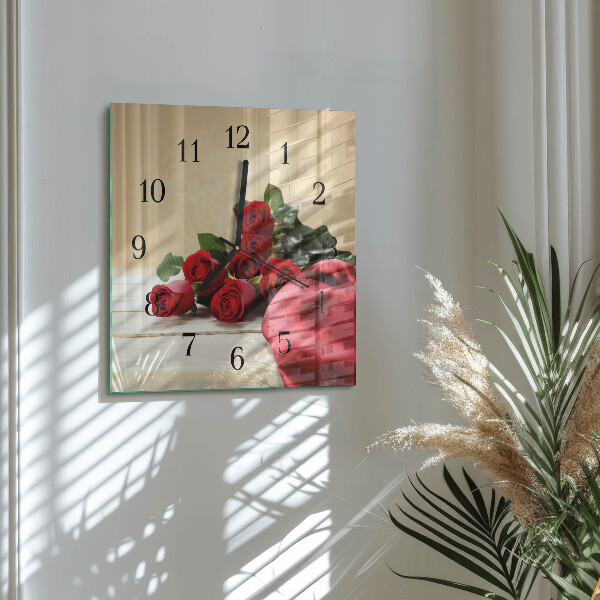 Wanduhr aus glas Rosen