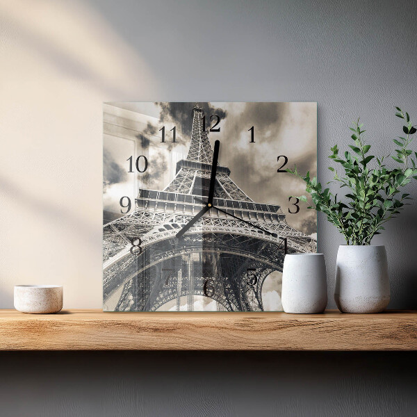 Wanduhr aus glas Eiffelturm