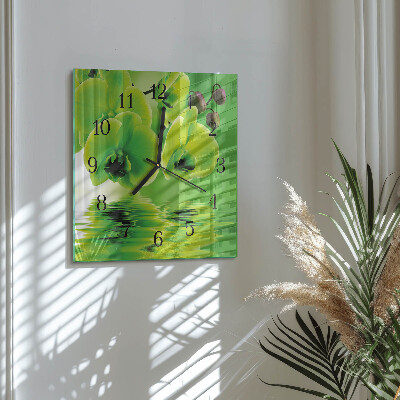 Wanduhr aus glas Orchidee