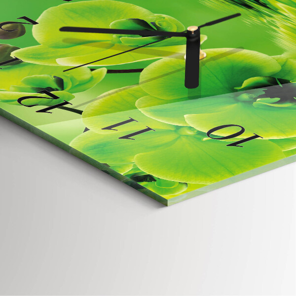 Wanduhr aus glas Orchidee