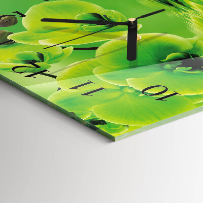 Wanduhr aus glas Orchidee