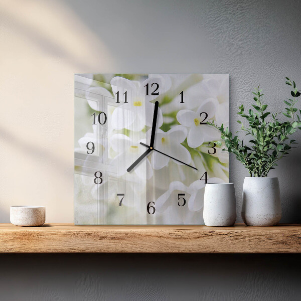 Wanduhr aus glas Blumen