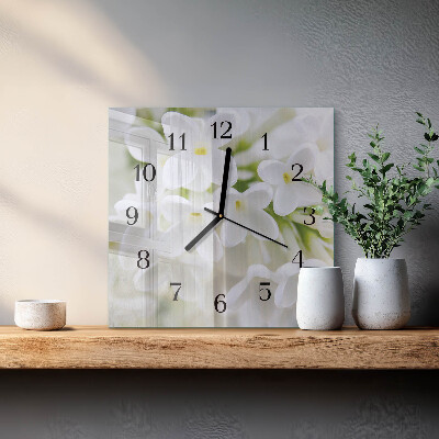 Wanduhr aus glas Blumen