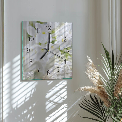 Wanduhr aus glas Blumen