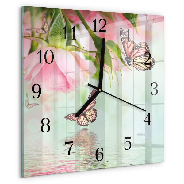 Wanduhr aus glas Schmetterlinge