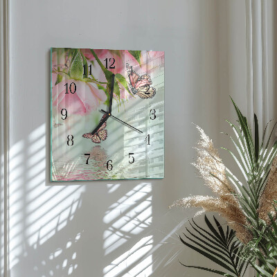 Wanduhr aus glas Schmetterlinge