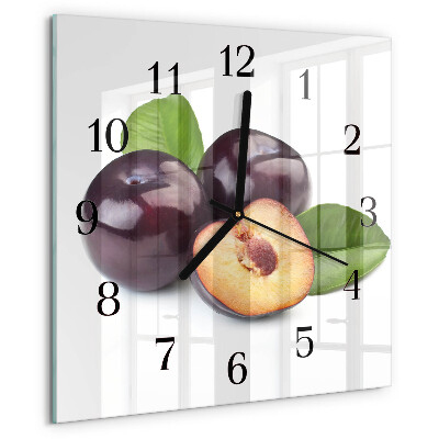 Wanduhr aus glas Pflaumen