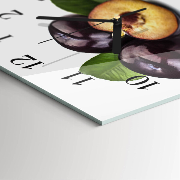 Wanduhr aus glas Pflaumen
