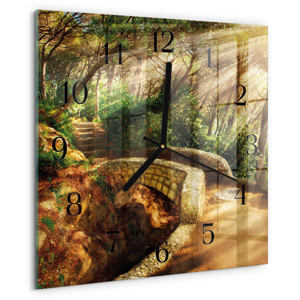 Wanduhr aus glas Waldbrücke