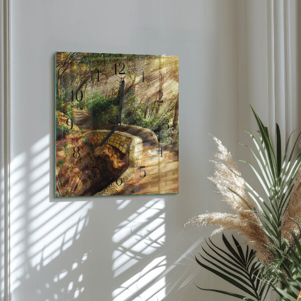 Wanduhr aus glas Waldbrücke