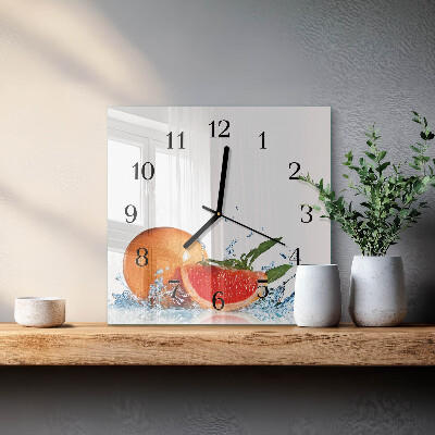 Wanduhr aus glas Grapefruit