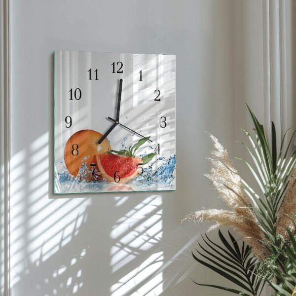 Wanduhr aus glas Grapefruit