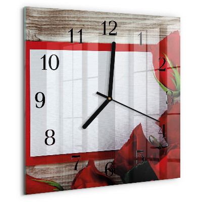 Wanduhr aus glas Rosen