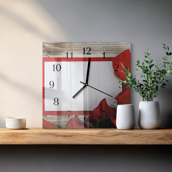 Wanduhr aus glas Rosen