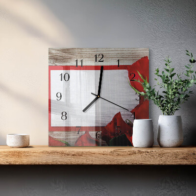 Wanduhr aus glas Rosen