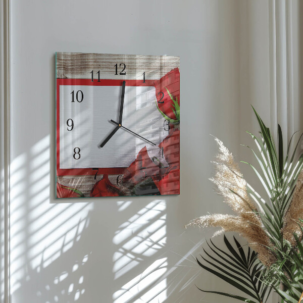 Wanduhr aus glas Rosen