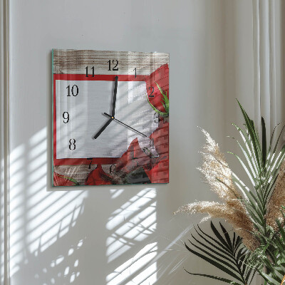 Wanduhr aus glas Rosen