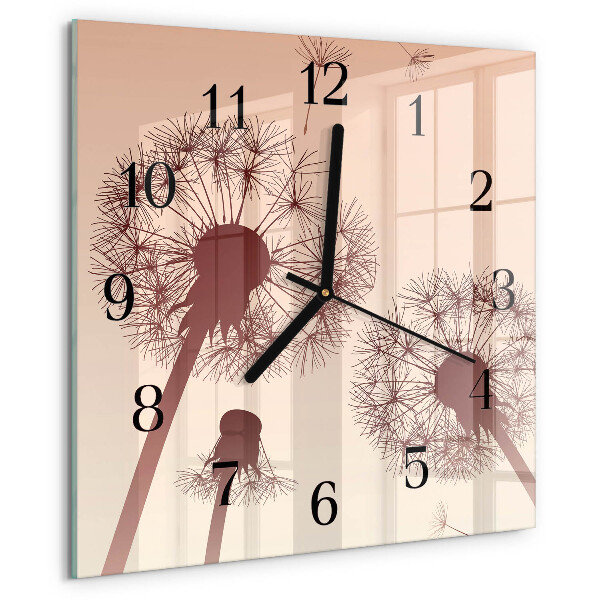 Wanduhr aus glas Löwenzahn