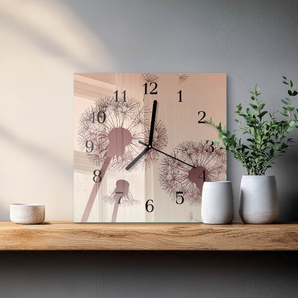 Wanduhr aus glas Löwenzahn