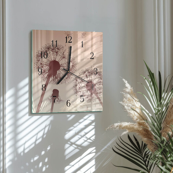 Wanduhr aus glas Löwenzahn