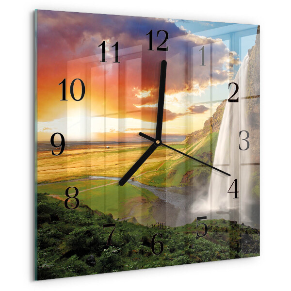 Wanduhr aus glas Wasserfall