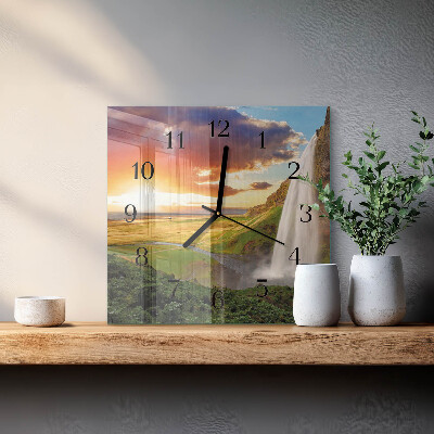 Wanduhr aus glas Wasserfall