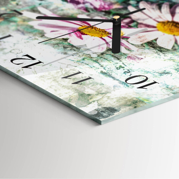 Wanduhr aus glas Blumen