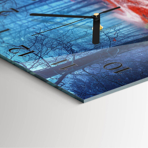 Wanduhr aus glas Waldweg