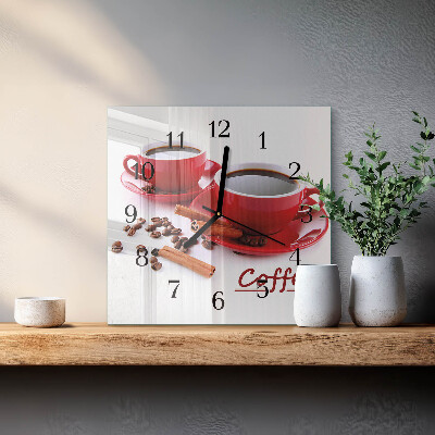 Wanduhr aus glas Tasse Kaffee