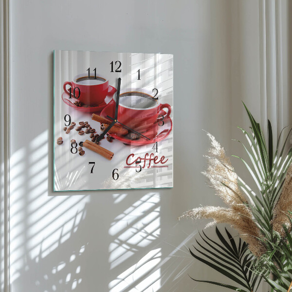 Wanduhr aus glas Tasse Kaffee