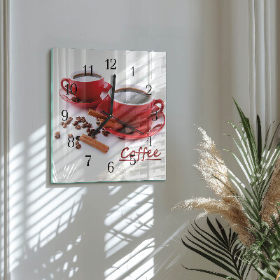 Wanduhr aus glas Tasse Kaffee
