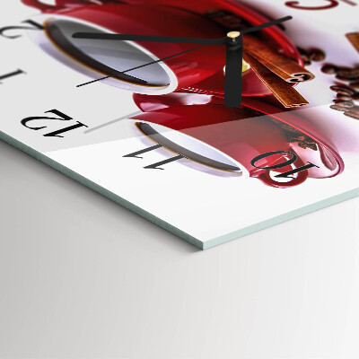 Wanduhr aus glas Tasse Kaffee