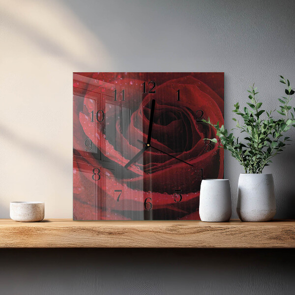 Wanduhr aus glas Rose