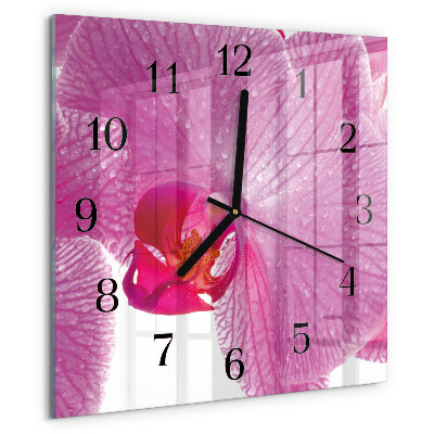 Wanduhr aus glas Orchidee