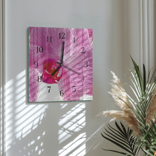 Wanduhr aus glas Orchidee