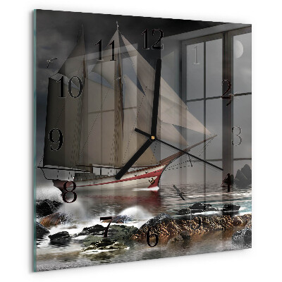 Wanduhr aus glas Segelboot