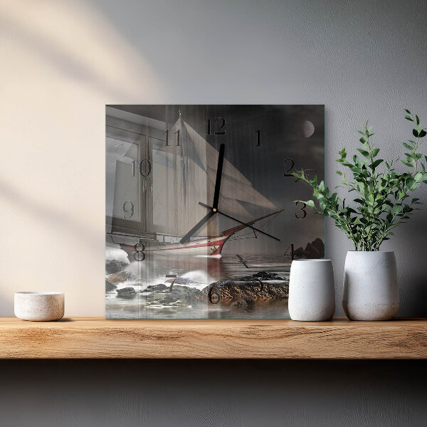 Wanduhr aus glas Segelboot