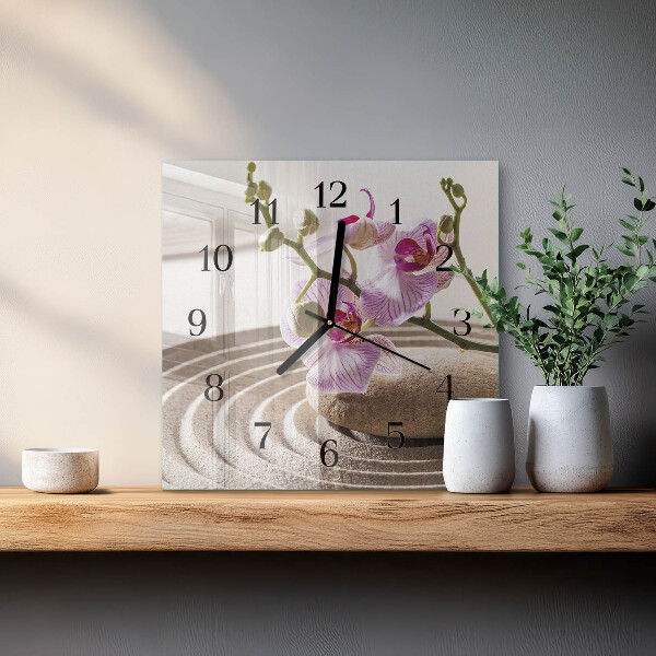 Wanduhr aus glas Sandorchidee
