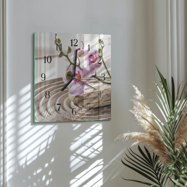 Wanduhr aus glas Sandorchidee