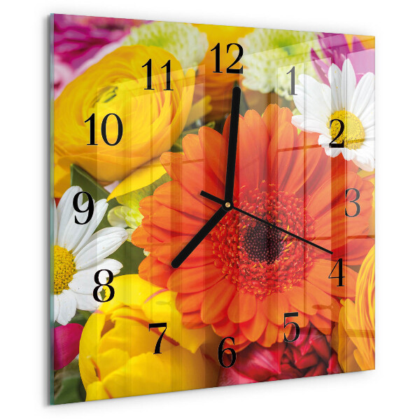 Wanduhr aus glas Blumen