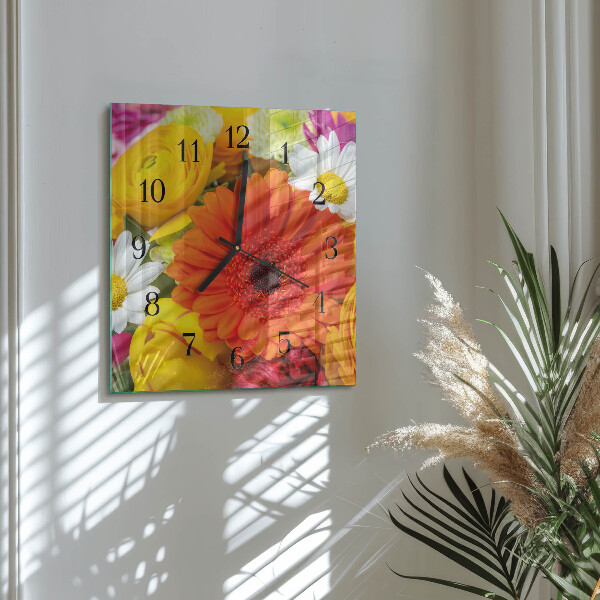Wanduhr aus glas Blumen