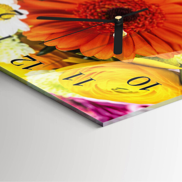 Wanduhr aus glas Blumen