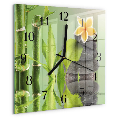 Wanduhr aus glas Bambussteine