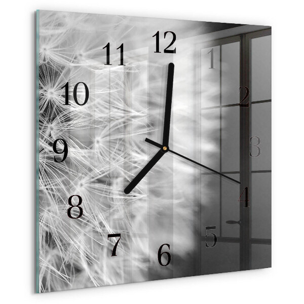 Wanduhr aus glas Löwenzahn
